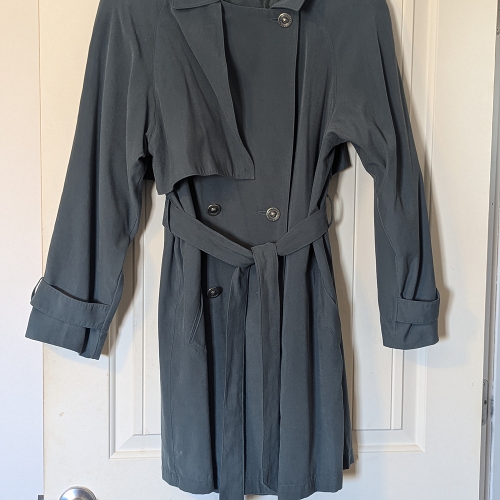 Vintage Jacqueline Ferrar Gray/Green Trench Coat Size 10